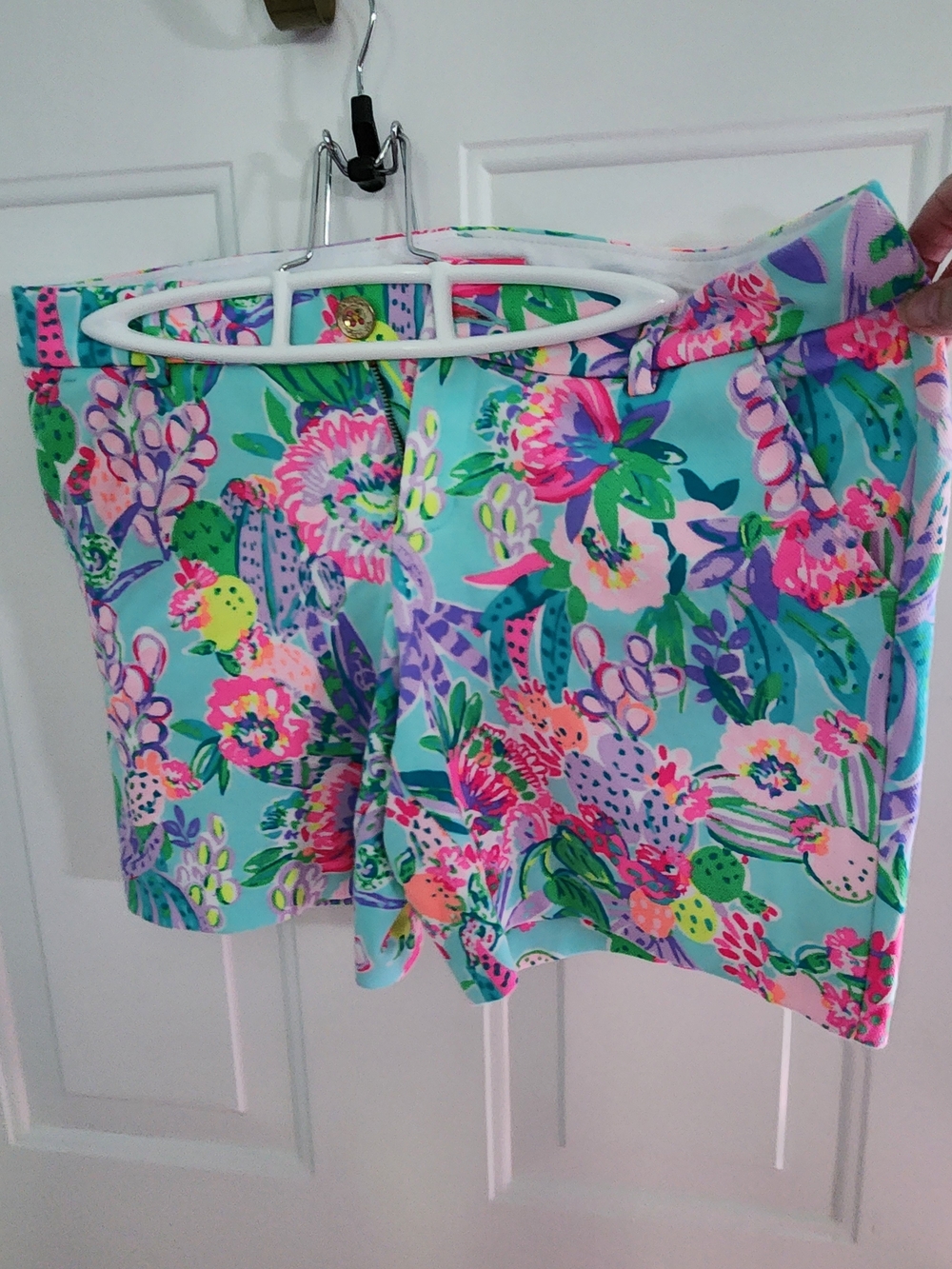 Lilly Pulitzer Floral Aqua Women's Stretch Casual Shorts